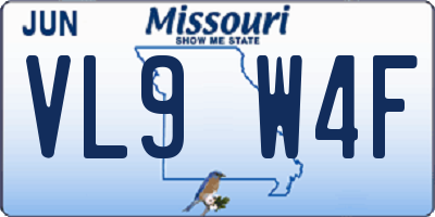MO license plate VL9W4F