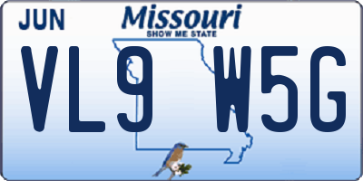 MO license plate VL9W5G
