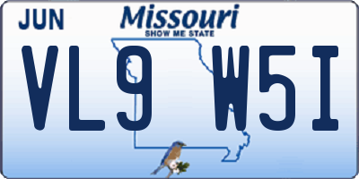 MO license plate VL9W5I