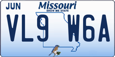 MO license plate VL9W6A