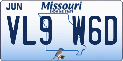 MO license plate VL9W6D