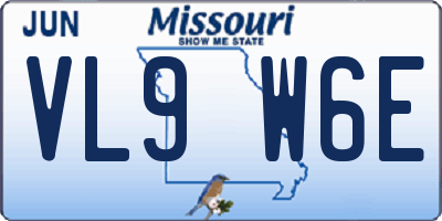 MO license plate VL9W6E