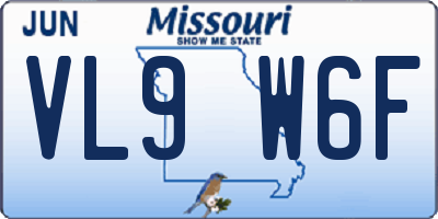 MO license plate VL9W6F