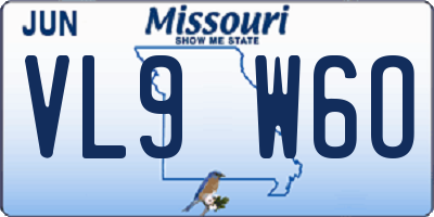 MO license plate VL9W6O
