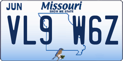 MO license plate VL9W6Z