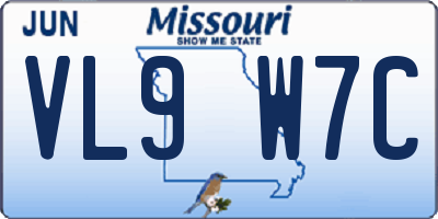 MO license plate VL9W7C