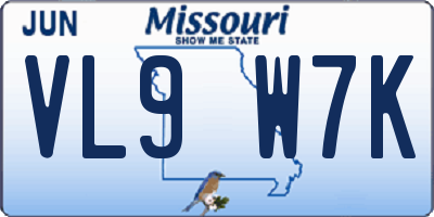 MO license plate VL9W7K