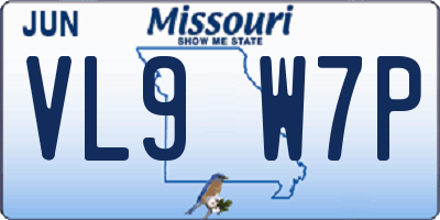 MO license plate VL9W7P