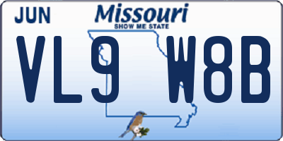MO license plate VL9W8B