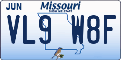 MO license plate VL9W8F