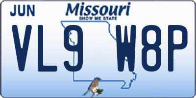 MO license plate VL9W8P