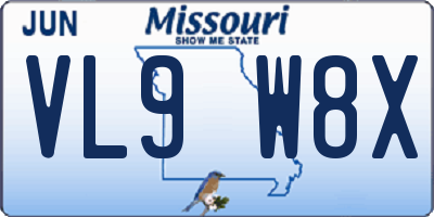 MO license plate VL9W8X