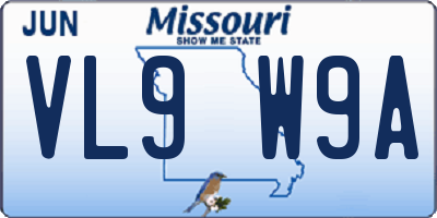 MO license plate VL9W9A