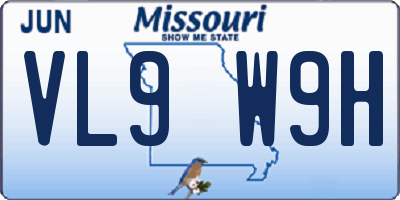 MO license plate VL9W9H