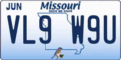 MO license plate VL9W9U