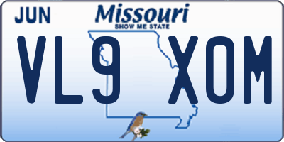 MO license plate VL9X0M
