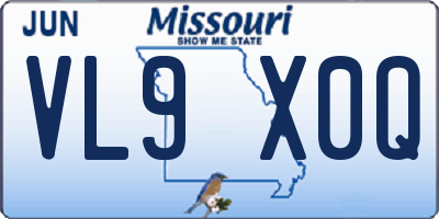 MO license plate VL9X0Q