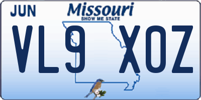 MO license plate VL9X0Z
