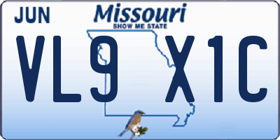 MO license plate VL9X1C