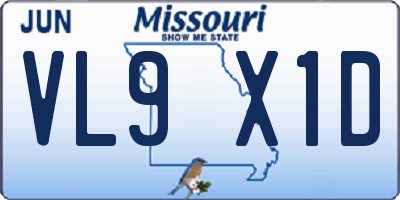 MO license plate VL9X1D