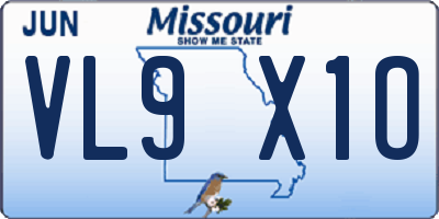 MO license plate VL9X1O