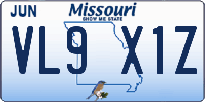 MO license plate VL9X1Z