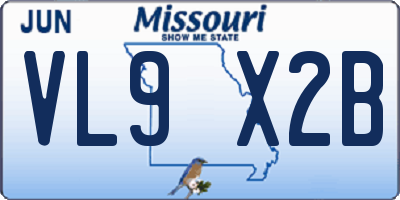 MO license plate VL9X2B