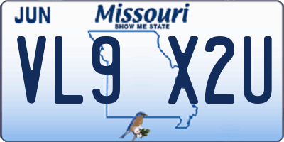 MO license plate VL9X2U