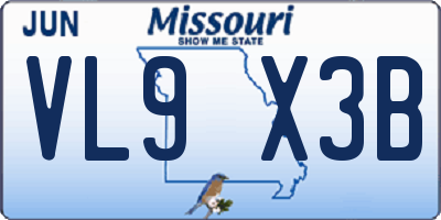 MO license plate VL9X3B
