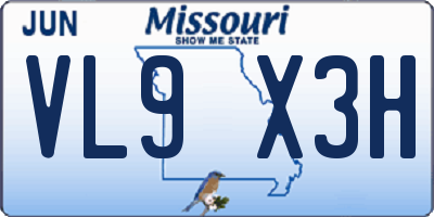 MO license plate VL9X3H