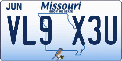 MO license plate VL9X3U
