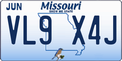 MO license plate VL9X4J