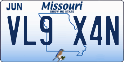 MO license plate VL9X4N