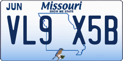 MO license plate VL9X5B