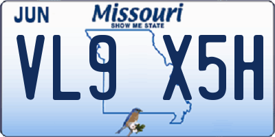 MO license plate VL9X5H