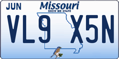 MO license plate VL9X5N