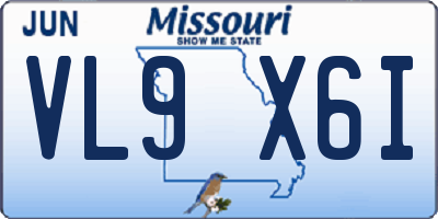 MO license plate VL9X6I