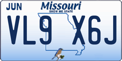 MO license plate VL9X6J