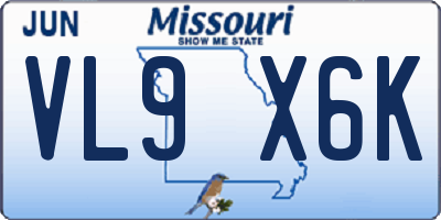 MO license plate VL9X6K