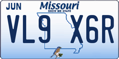 MO license plate VL9X6R