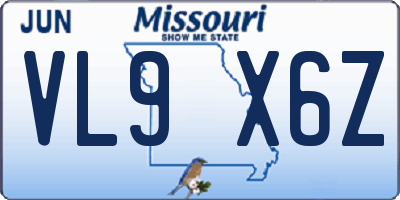 MO license plate VL9X6Z