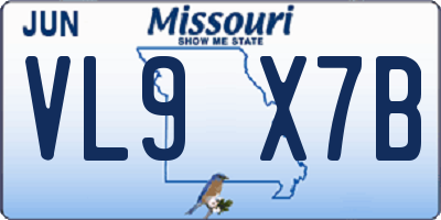 MO license plate VL9X7B