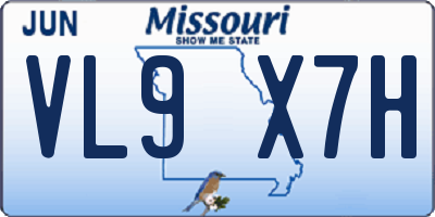 MO license plate VL9X7H