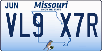 MO license plate VL9X7R