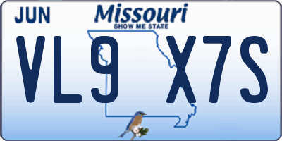 MO license plate VL9X7S