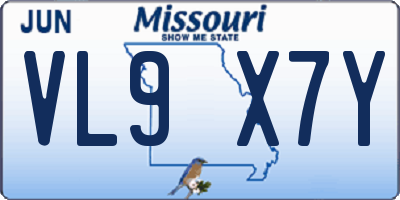 MO license plate VL9X7Y