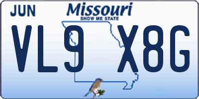 MO license plate VL9X8G