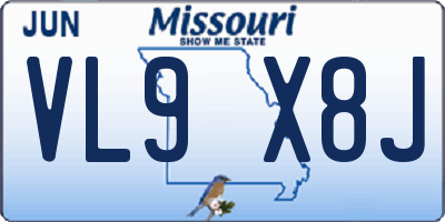 MO license plate VL9X8J