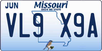 MO license plate VL9X9A