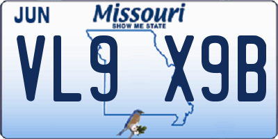 MO license plate VL9X9B